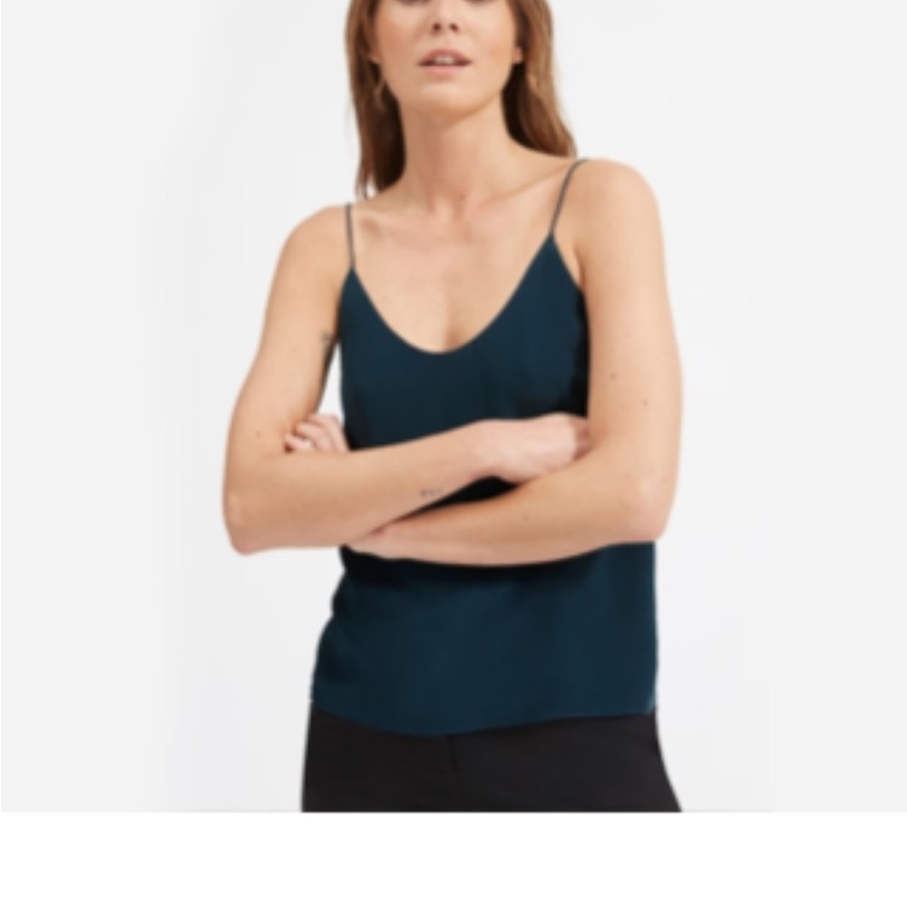 Everlane Washable Silk Tank in Dark Blue